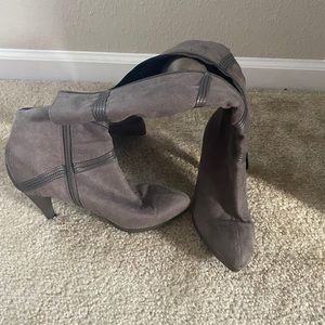 Grey heels boots